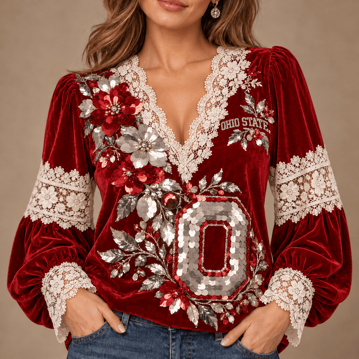 OSB Lace-Trimmed Women’s Blouse HTTT